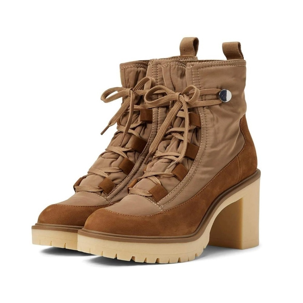 Dolce Vita Celida Nylon Leather Lace Up Heeled Lugged Sole Boots - NWT